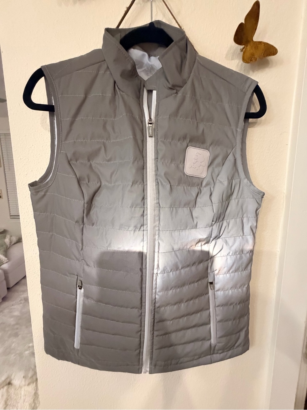Disney Light Gray Quilted Women's Vest - Full Zip
